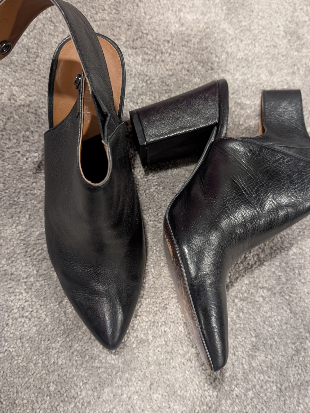 Chinese Laundry Black Pointed-Toe Slingback Block Heels